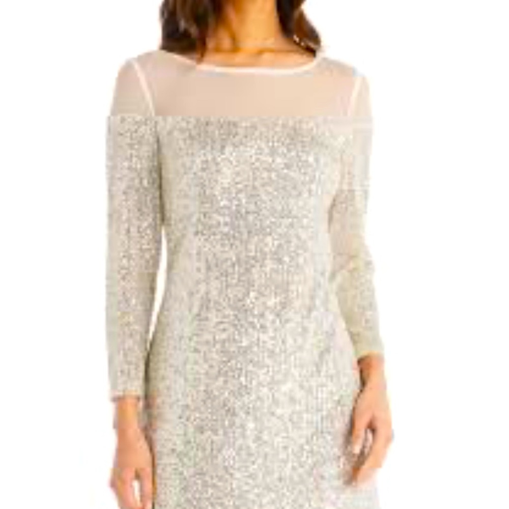 R & M Richards Illusion Bodice Sequin dress
